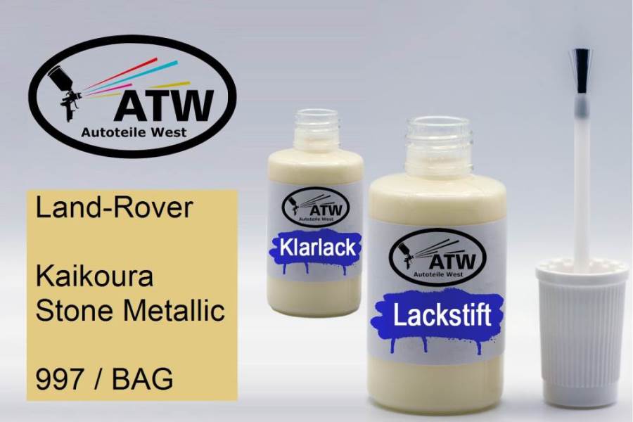 Land-Rover, Kaikoura Stone Metallic, 997 / BAG: 20ml Lackstift + 20ml Klarlack - Set, von ATW Autoteile West.